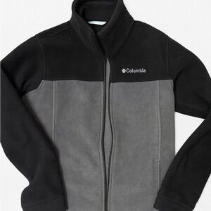 Columbia Steens Mountain Fleece Full Zip Jacket Boys Large 14 12 Black Gray